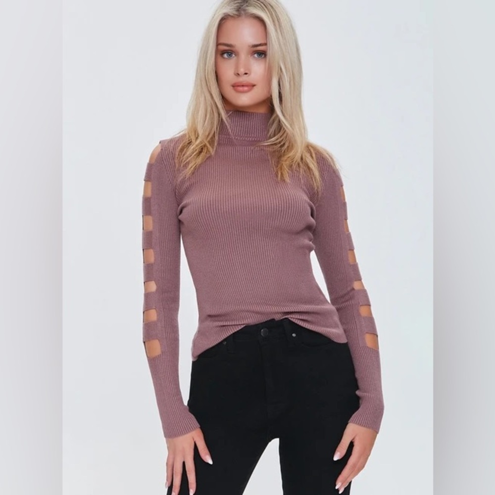 Forever 21 Ribbed Ladder Cutout Sweater - Purple - Size Small - NEW With Tag